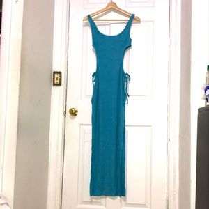 SHEIN Light Blue Bodycon Cut-out Maxi